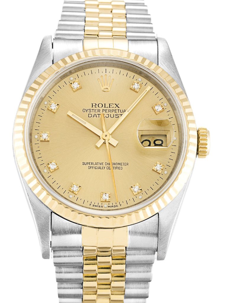 Replica Rolex Datejust Champagne Diamonds Dial 16233 36 mm
