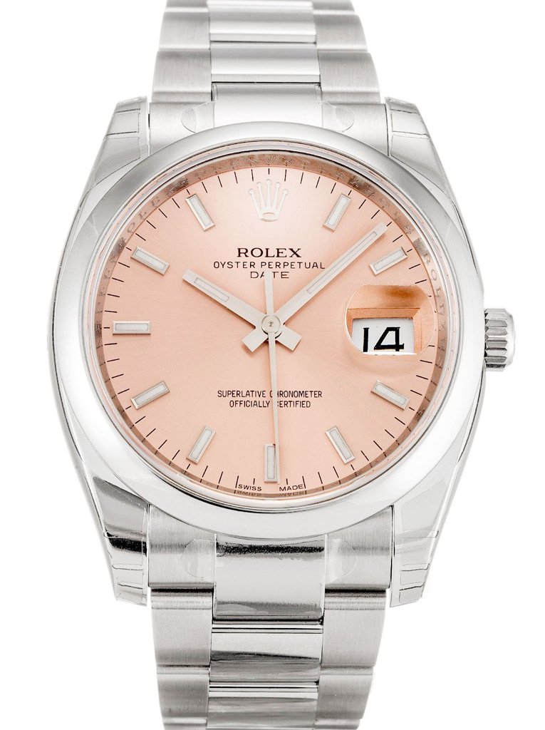 Replica Rolex Oyster Perpetual Date Salmon Dial 115200 34 mm