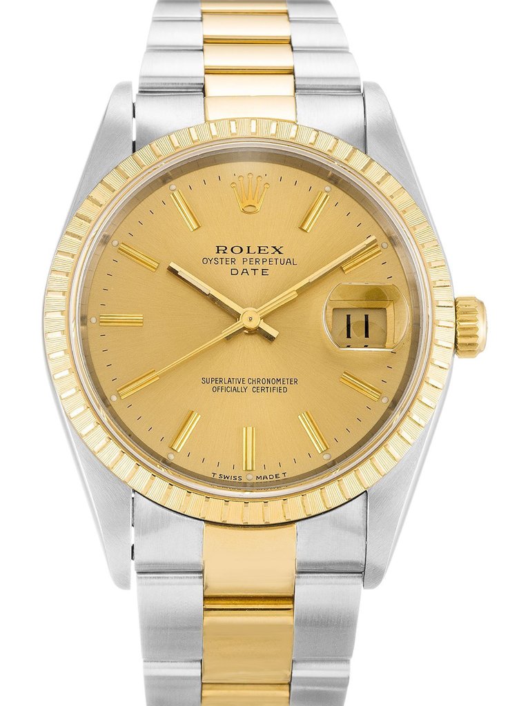 Replica Rolex Oyster Perpetual Date Champagne Dial 15223 34 mm