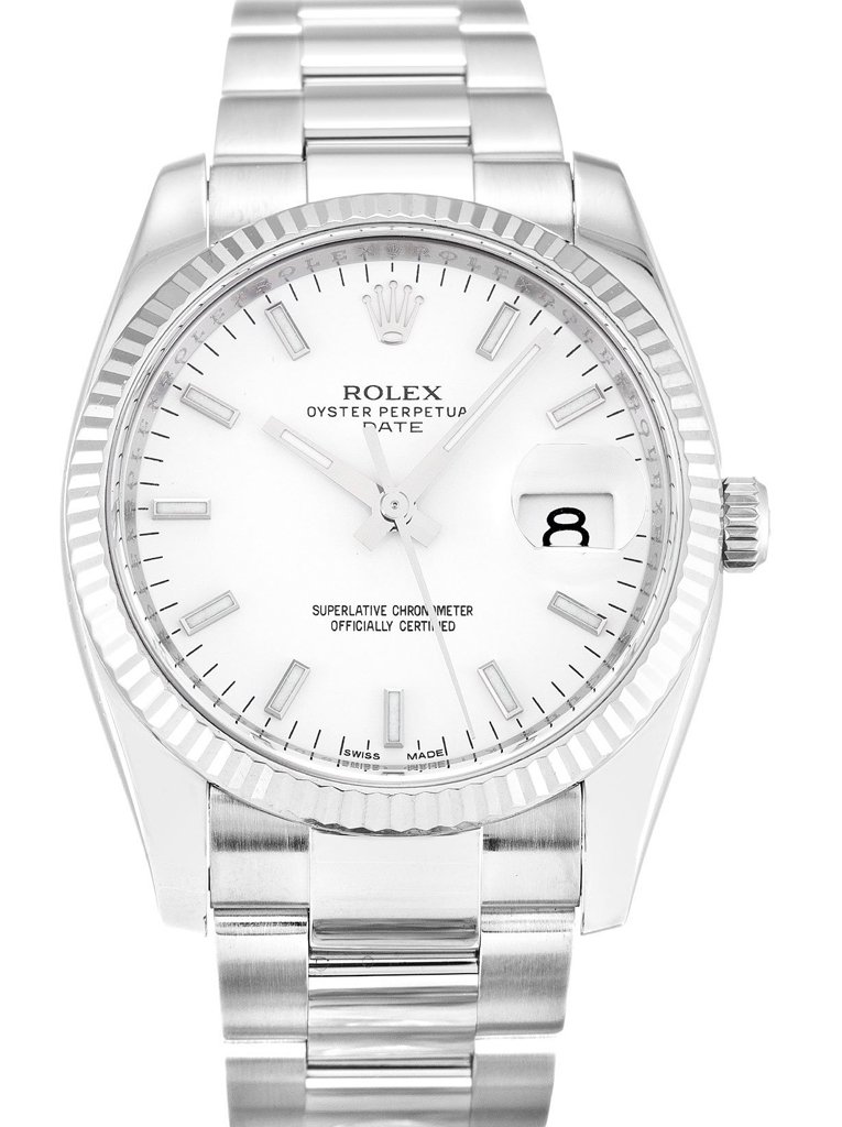 Replica Rolex Oyster Perpetual Date White Dial 115234 34 mm