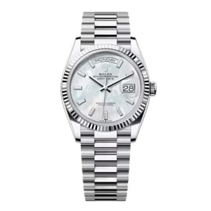 Superclone Rolex Day-Date White Mother-of-Pearl Diamond Dial 128236-0021 36 mm