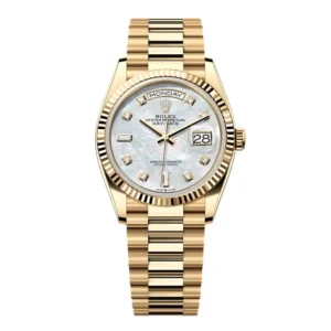 Superclone Rolex Day-Date White Mother-of-Pearl Diamond Dial 128238-0011 36 mm