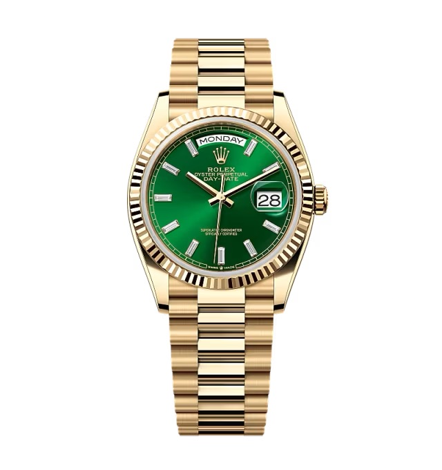 Superclone Rolex Day-Date Bright Green Diamond Dial 128238-0130 36 mm