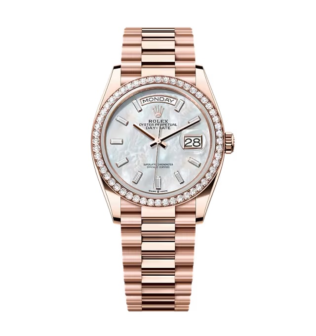 Superclone Rolex Day-Date White Mother-of-Pearl Diamond Dial 128345rbr-0077 36 mm