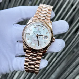Superclone Rolex Day-Date White Mother-of-Pearl Diamond Dial 128235-0078 36 mm