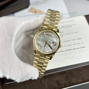 Superclone Rolex Day-Date White Mother-of-Pearl Diamond Dial 128238-0123 36 mm