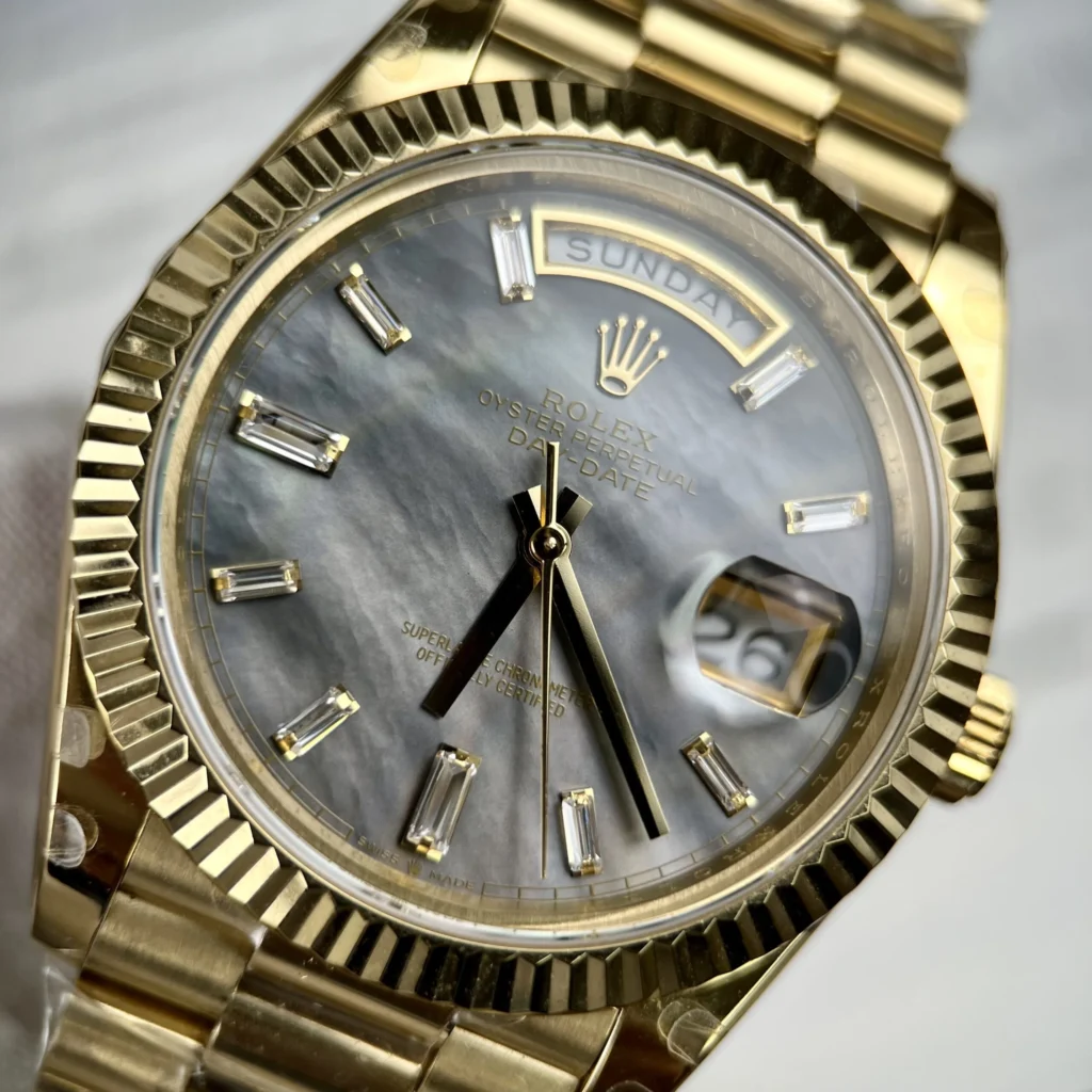 Superclone Rolex Day-Date White Mother-of-Pearl Diamond Dial 128238-0123 36 mm Bracelet & Clasp