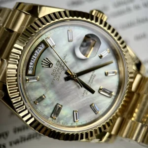 Superclone Rolex Day-Date White Mother-of-Pearl Diamond Dial 128238-0123 36 mm