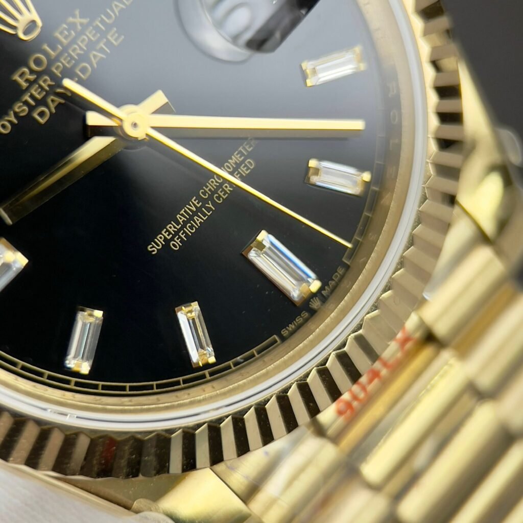 Superclone Rolex Day-Date Bright Black Diamond Dial 228238-0004 40 mm Additional Detail