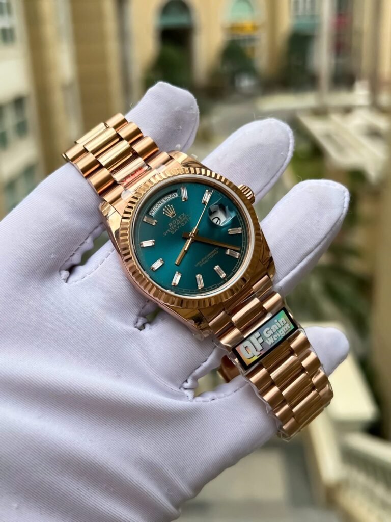 Superclone Rolex Day-Date Blue-Green Diamond Dial 128235-0085 36 mm Bracelet & Clasp