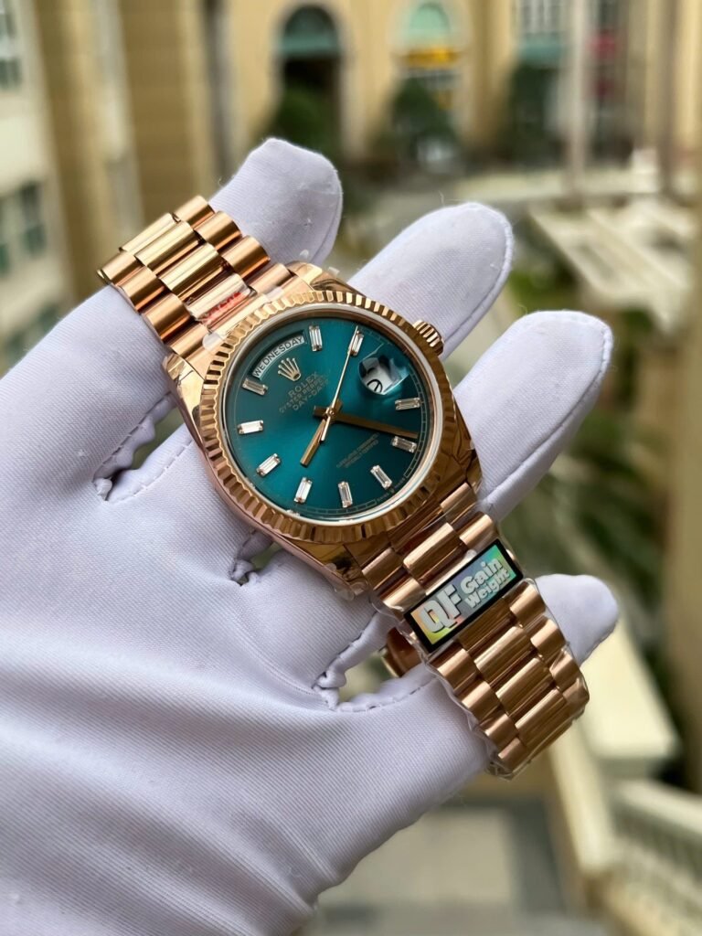 Superclone Rolex Day-Date Blue-Green Diamond Dial 128235-0085 36 mm Additional Detail