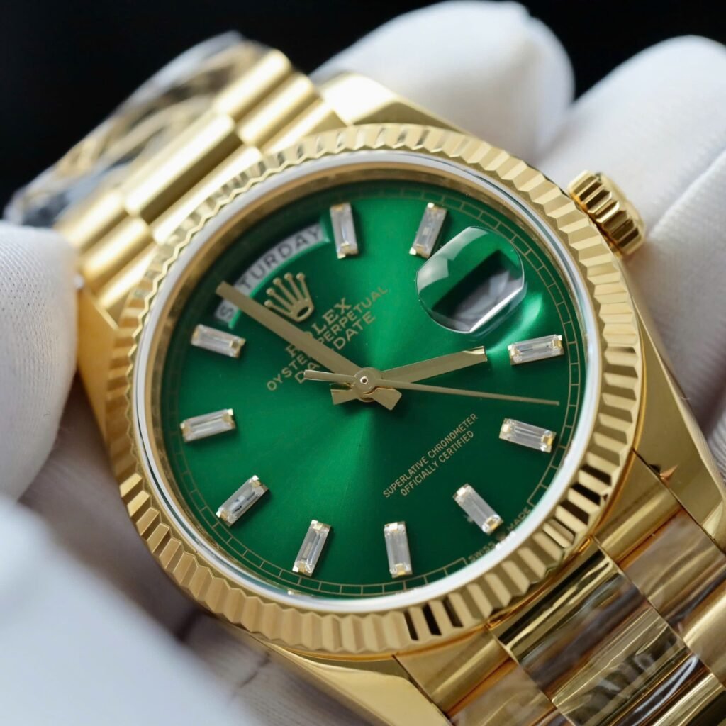 Superclone Rolex Day-Date Bright Green Diamond Dial 128238-0130 36 mm Case Back