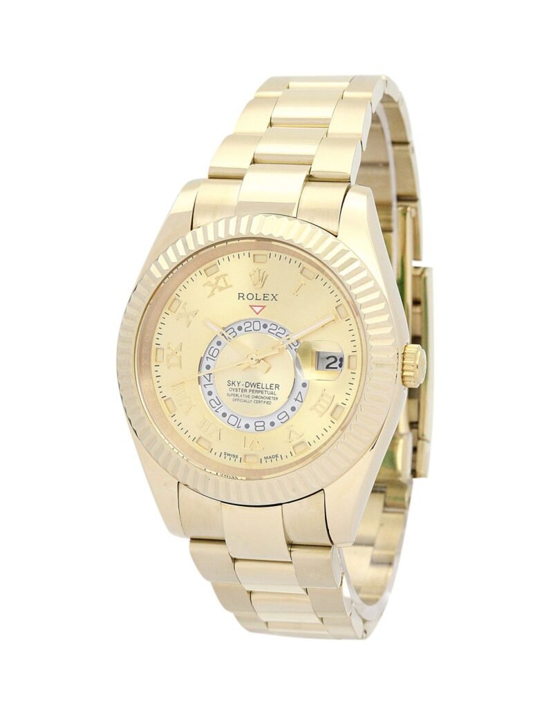 Replica Rolex Sky-Dweller Champagne Dial 326938 Bezel & Crystal