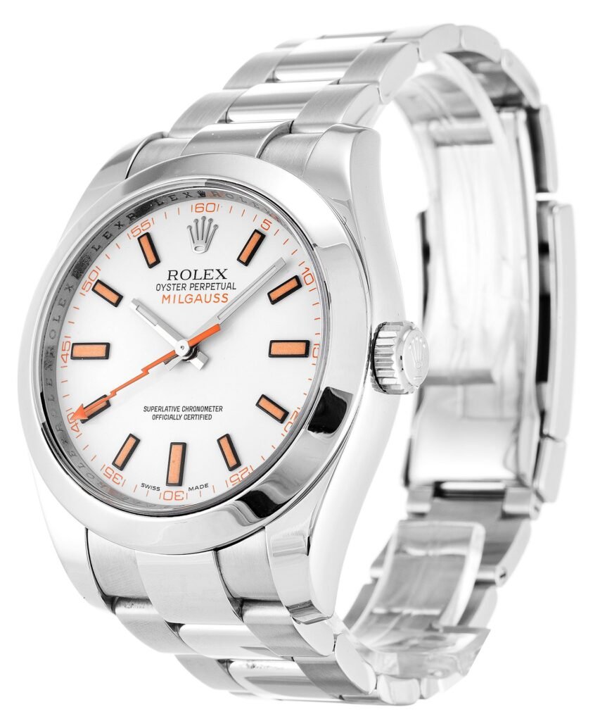 Replica Rolex Milgauss White Dial 116400 Bezel & Crystal
