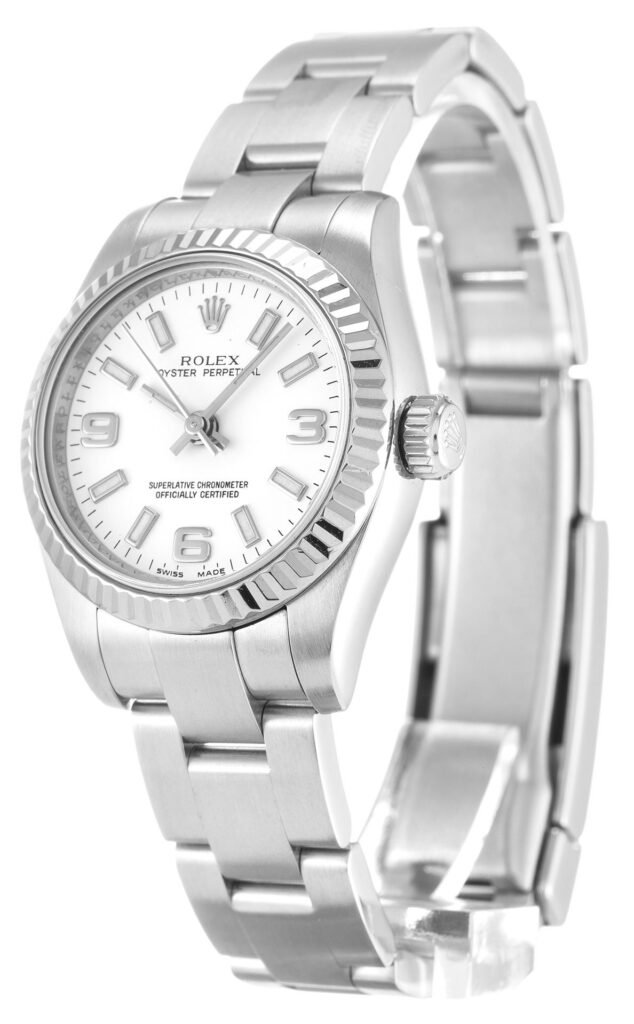 Replica Rolex Oyster Perpetual Lady White Dial 176234 26 mm Bezel & Crystal