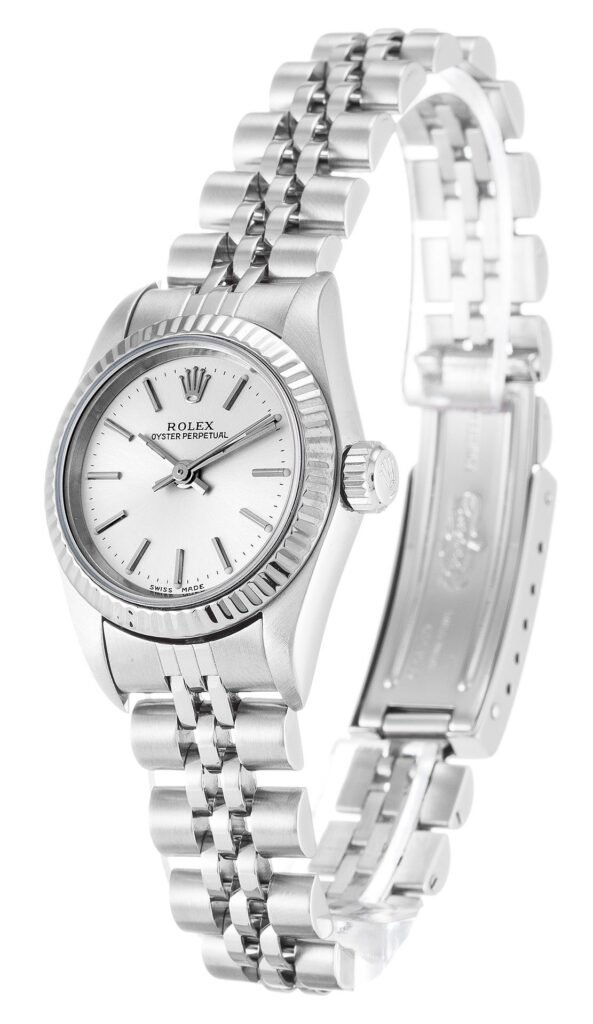 Replica Rolex Oyster Perpetual Lady Silver Dial 67194 24 mm Bezel & Crystal