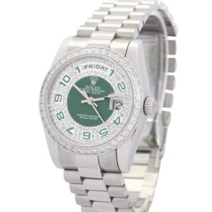 Replica Rolex Day-Date Green and Silver with Diamonds Dial 118346 36 mm