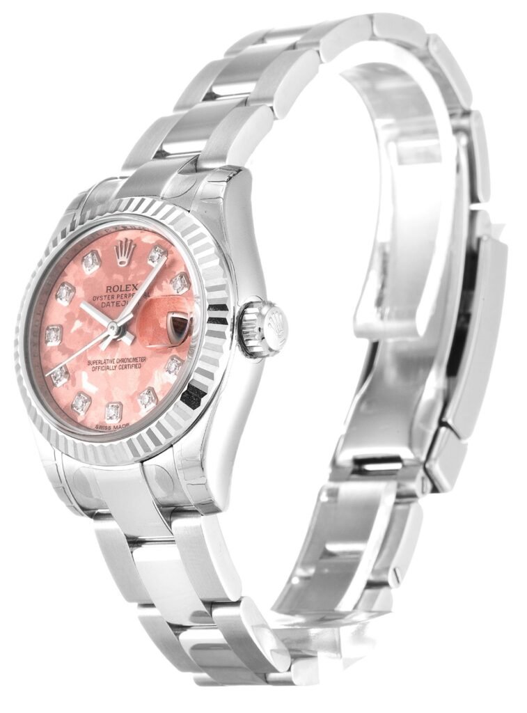 Replica Rolex Lady-Datejust Gold Dust – Pink Dial 179174 26 mm Bezel & Crystal