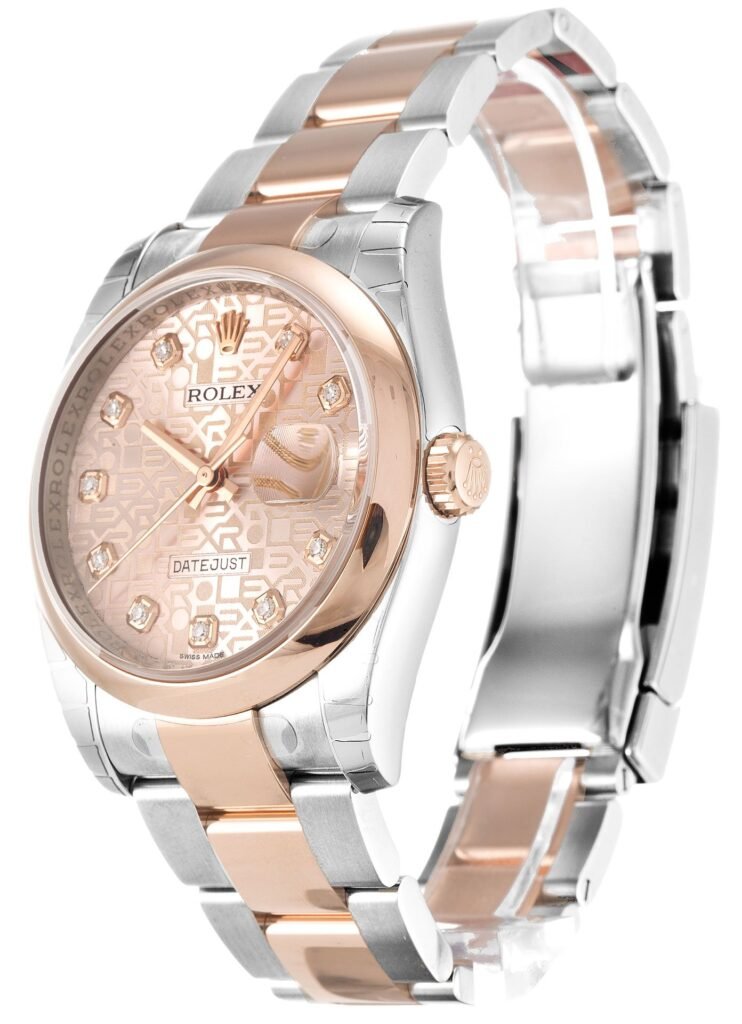 Replica Rolex Datejust Rose Dial 116201 36 mm Bezel & Crystal