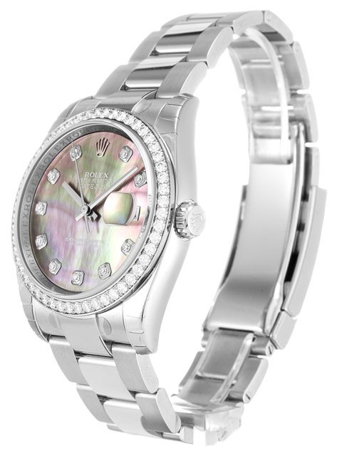Replica Rolex Datejust Mother of Pearl – Black Dial 116244 36 mm Bezel & Crystal