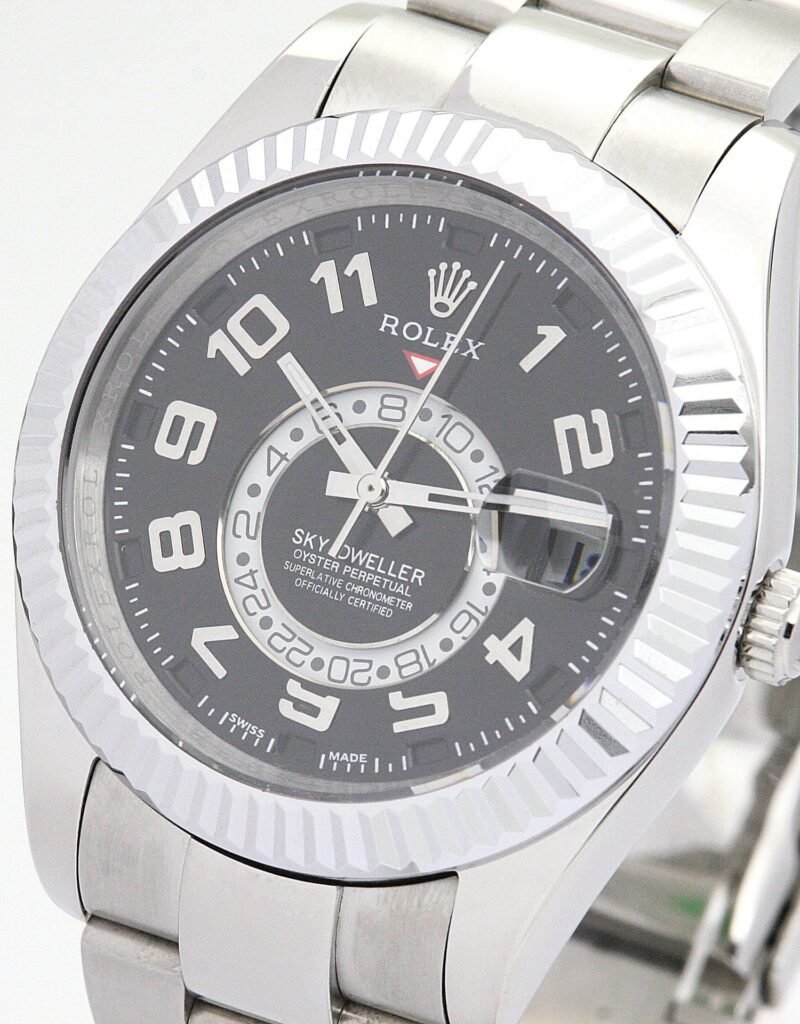 Replica Rolex Sky-Dweller Black Dial 326938 Bezel & Crystal