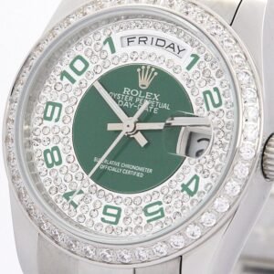 Replica Rolex Day-Date Green and Silver with Diamonds Dial 118346 36 mm