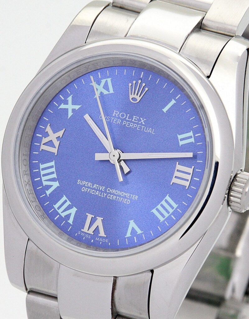 Replica Rolex Oyster Perpetual Lady Blue Dial 177200 31 mm Case Profile