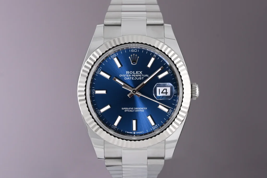 Replica Rolex Datejust Blue Dial 126334 Oyster 41 mm Bezel & Crystal