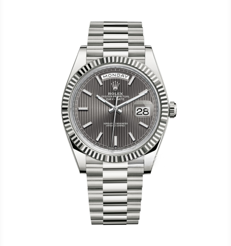 Superclone Rolex Day-Date Grey Stick Tapestry Dial 228239-0002 40 mm