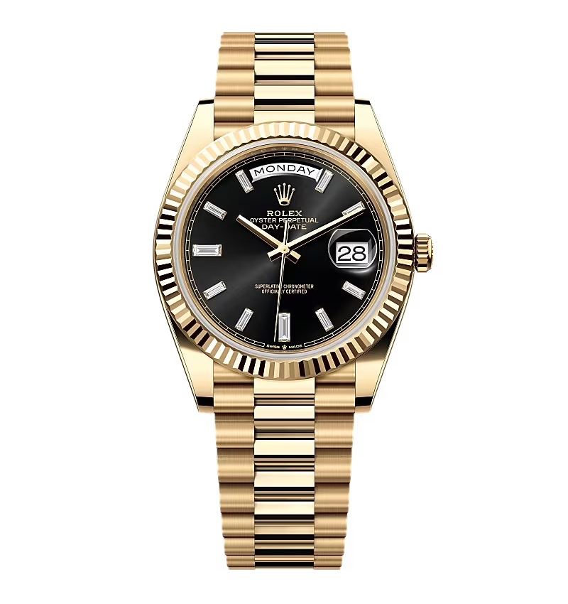 Superclone Rolex Day-Date Bright Black Diamond Dial 228238-0004 40 mm