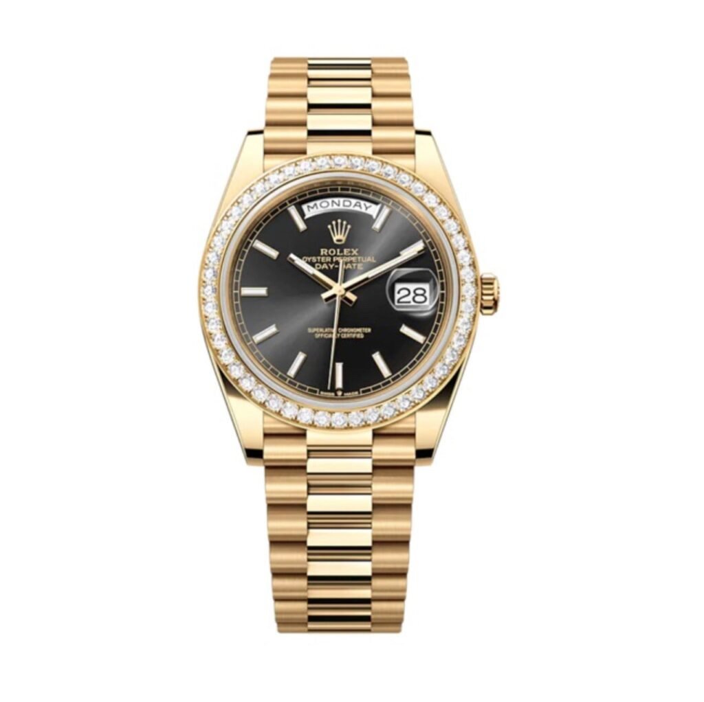 Superclone Rolex Day-Date Bright black Dial 228348RBR 40 mm Dial Details