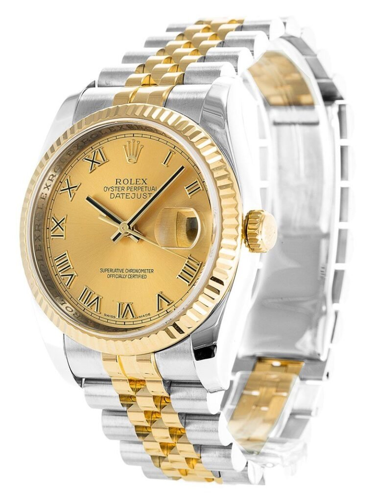 Replica Rolex Datejust Gold Dial 116233 36 mm Bezel & Crystal