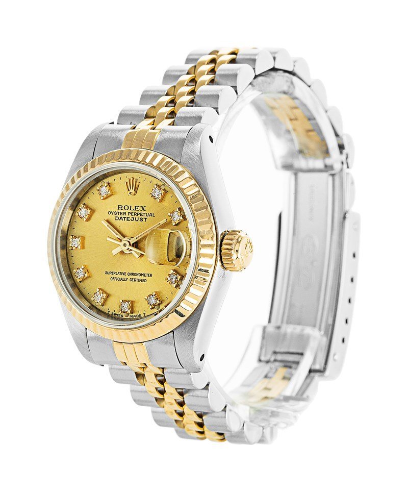 Replica Rolex Datejust Gold Dial 69173-2 26 mm Bezel & Crystal