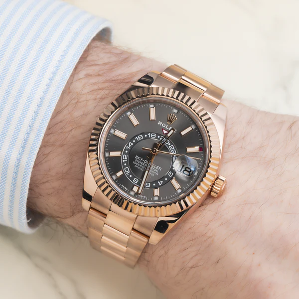Superclone Rolex Sky-Dweller Slate Dial Oyster 336935 Bezel & Crystal