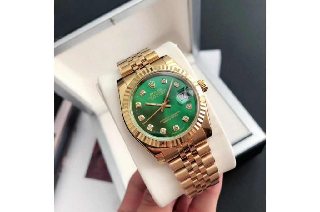 Replica Rolex Datejust RG/RG Jub Green/Dial 36/28 mm Bezel & Crystal