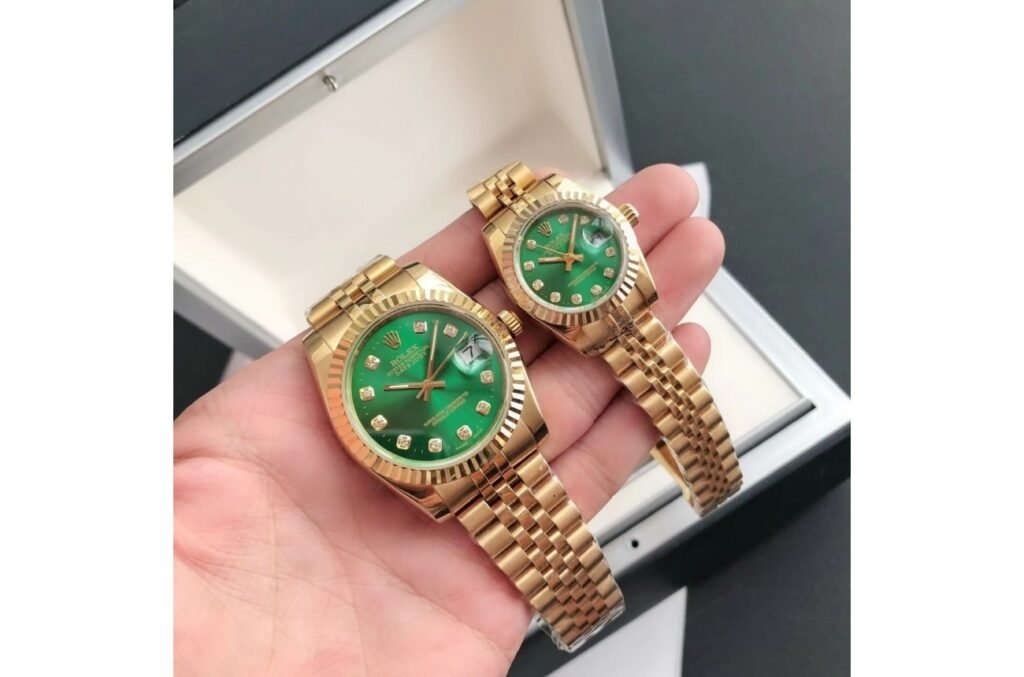 Replica Rolex Datejust RG/RG Jub Green/Dial 36/28 mm Dial Details