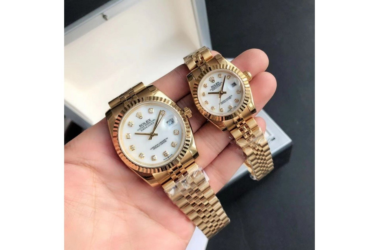 Replica Rolex Datejust RG/RG Jub White/Dial 36/28 mm