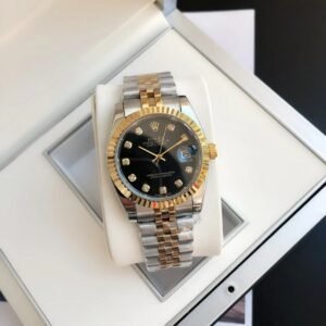 Replica Rolex Datejust RG/SS Jub Black/Dia 36/28 mm