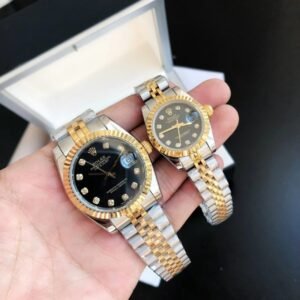 Replica Rolex Datejust RG/SS Jub Black/Dia 36/28 mm