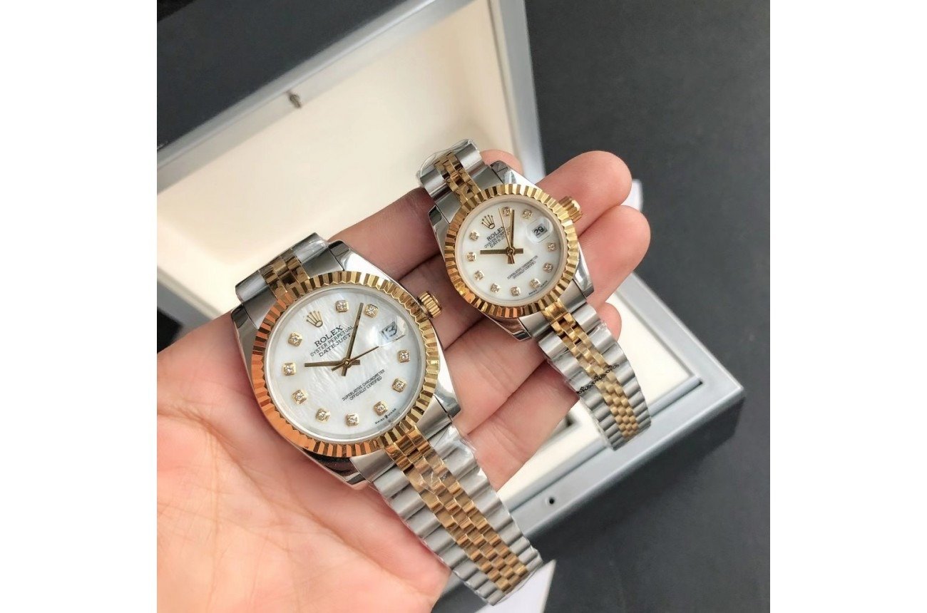 Replica Rolex Datejust RG/SS Jub White/Dial 36/28 mm