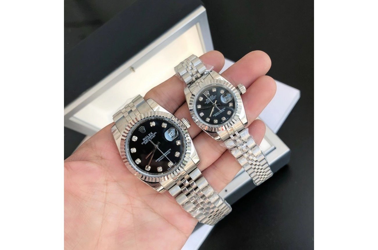 Replica Rolex Datejust SS/SS Jub Black/Dial 36/28 mm