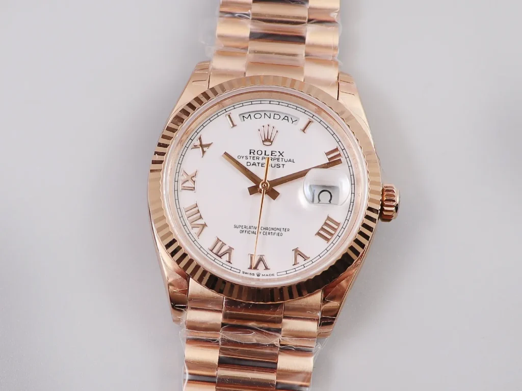 Replica Rolex Day-Date White Dial 118235 F 36 mm Bezel & Crystal