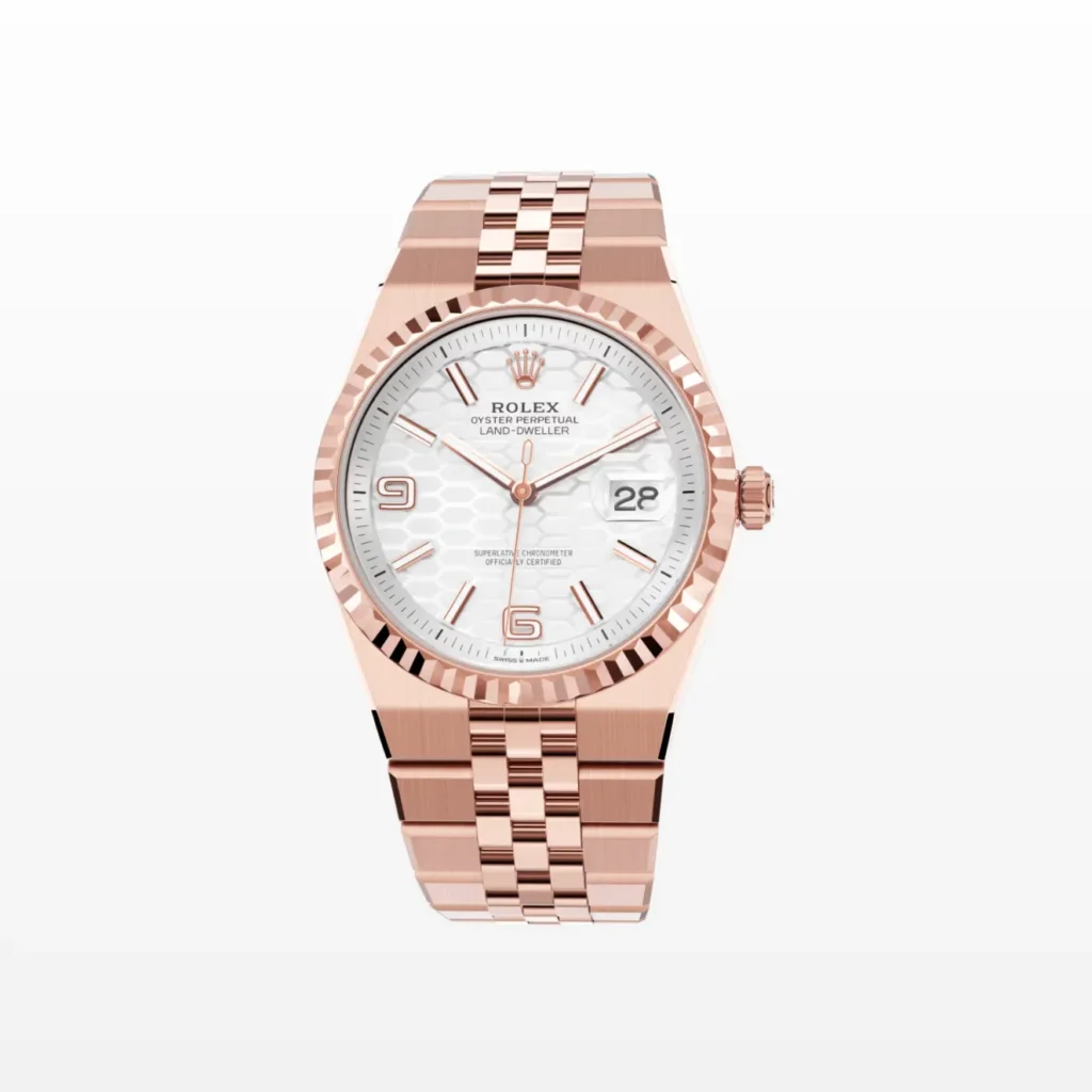 Rolex Land-Dweller 36 mm Everose gold (2025) Bezel & Crystal