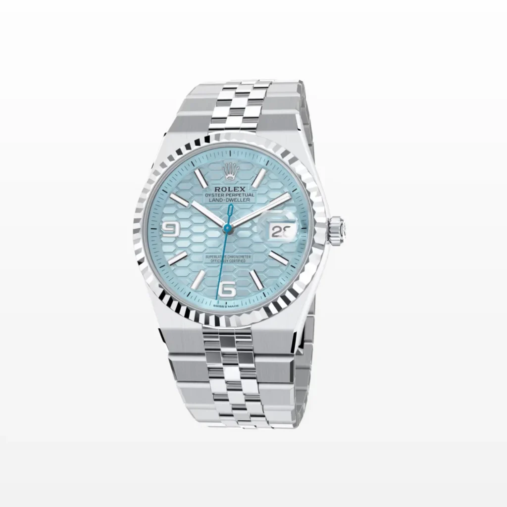 Rolex Land-Dweller 36 mm Ice Blue Dial (2025) Bezel & Crystal