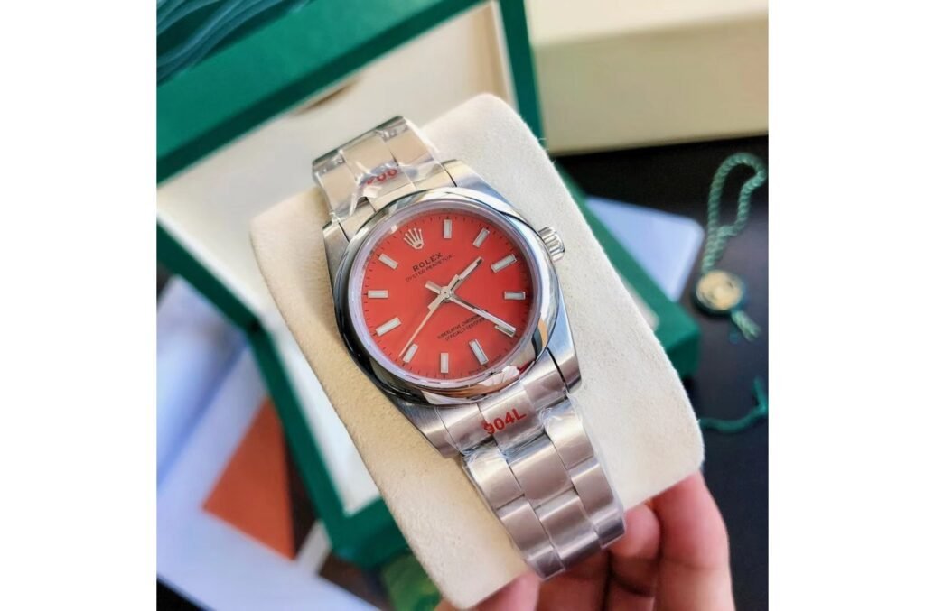 Replica Rolex Oyster Perpetual SS/SS Red/Stk 31/41 mm Bezel & Crystal