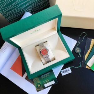 Replica Rolex Oyster Perpetual SS/SS Red/Stk 31/41 mm