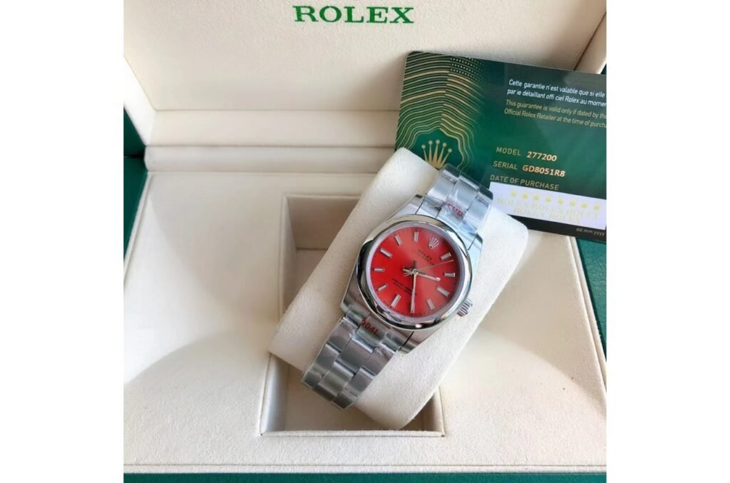 Replica Rolex Oyster Perpetual SS/SS Red/Stk 31/41 mm Bracelet & Clasp