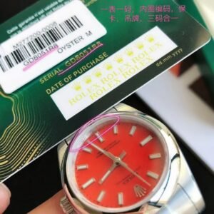 Replica Rolex Oyster Perpetual SS/SS Red/Stk 31/41 mm