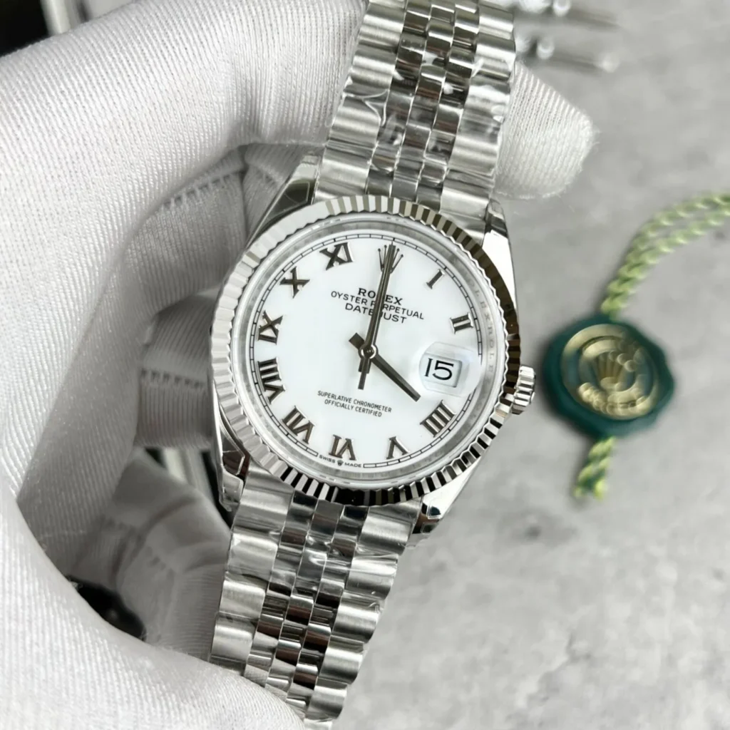Replica Rolex Datejust White Dial 16220-2 36 mm Bezel & Crystal