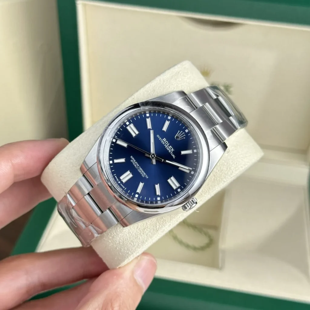 Replica Rolex Oyster Perpetual Blue Dial 124300 41 mm Bezel & Crystal